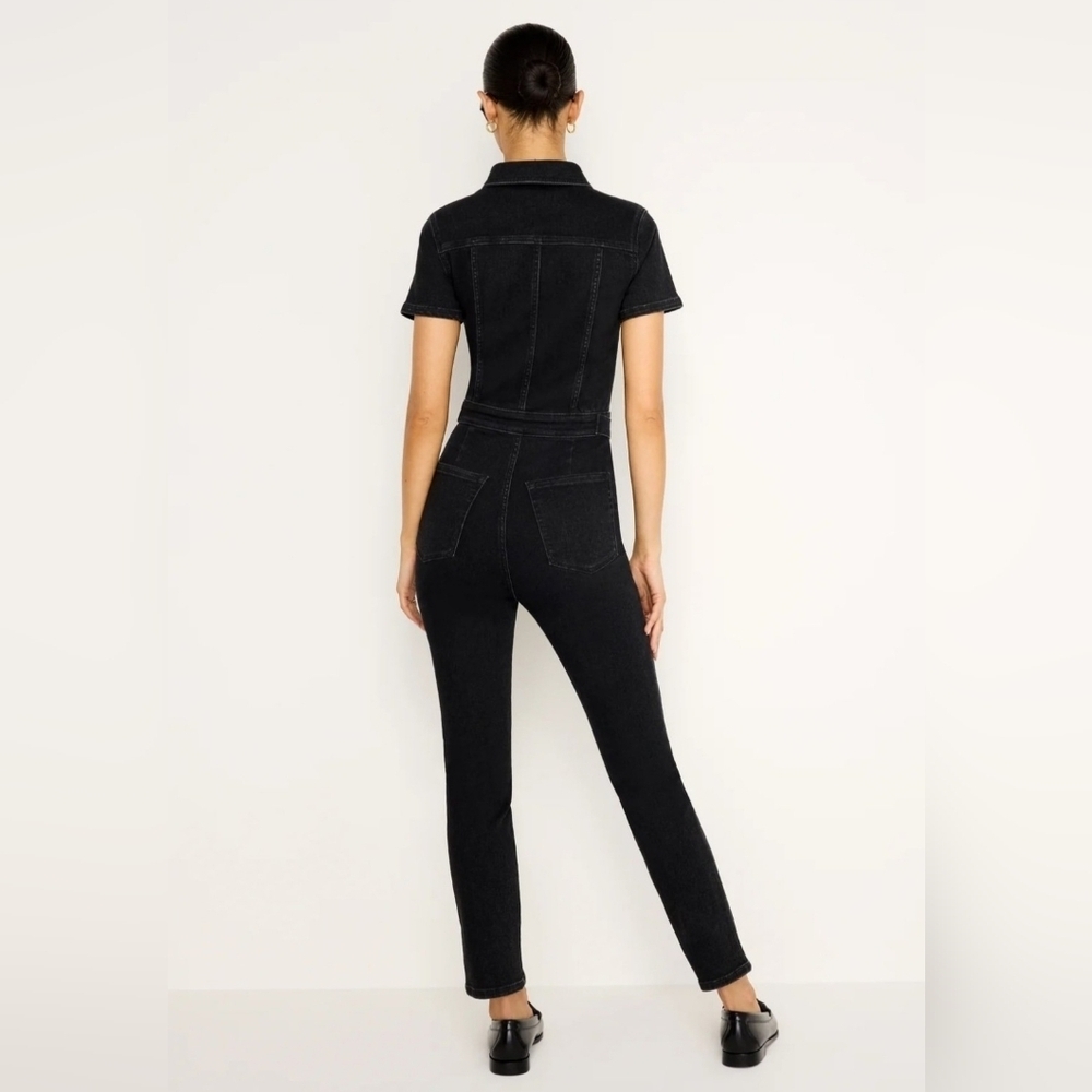 Good American Fit For Success Black Denim Jumpsuit XS Women's NWT - Picture 2 of 5